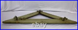 Antique Triangle Frame Wood Wall Coat Hat Rack Painted Green Eastlake Style Hook