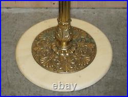 Antique Victorian Circa 1900 Brass Marble Base Coat Hat & Scarf Stand Or Rack