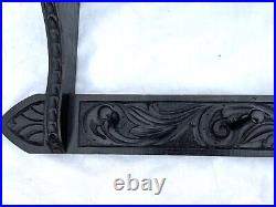 Antique Wall Mounted Carved Oak Coat / Hat Rack with Shelf
