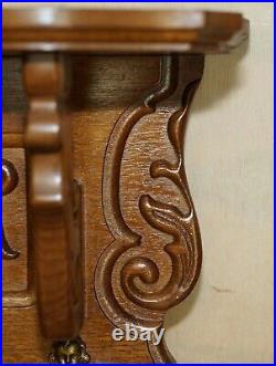 Finely Dutch Carved Cherub Oak Coat Hat Scarf Wall Rack Hanger Royal Hooks
