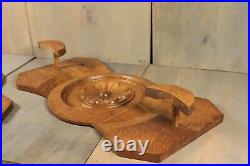 French Antique PAIR Hand Carved Wooden Wall Coat Rack BRETON Mid Century