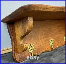 French Antique Solid French 3 hook Ornate Carved coat Plate rack (LOT 2624)
