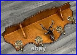 French Antique Solid French 4 hook Ornate Carved coat Plate rack (LOT 2435)