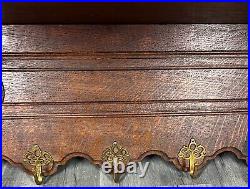 French Antique Solid French 4 hook Ornate Carved coat Plate rack (LOT 2527)