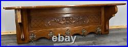 French Antique Solid French 5 hook Ornate Carved coat Plate rack (LOT 2617)