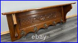 French Antique Solid French 5 hook Ornate Carved coat Plate rack (LOT 2617)