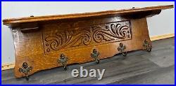 French Antique Solid French 5 hook Ornate Carved coat Plate rack (LOT 2623)