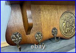 French Antique Solid French 6 hook Ornate Carved coat Plate rack (LOT 2276)