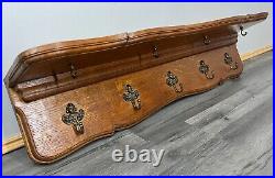 French Antique Solid French 9 hook Ornate Carved coat Plate rack (LOT 2671)
