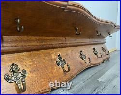 French Antique Solid French 9 hook Ornate Carved coat Plate rack (LOT 2671)