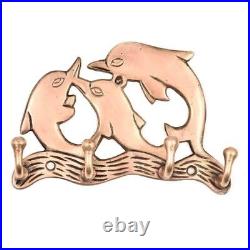 Golden Antique Coat Rack Brass Wall Hooks Dolphin Hat Rack Kids Towel Hooks 3 Pc