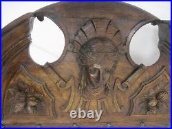 Hand Carved Wood Wall Shelf Coat Kitchen Rack Carved head Putti Angel Stunning