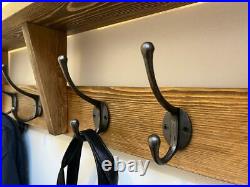 Handmade Pine Coat Rack With Shelf And Iron Hooks Key Hat Holder Rustic Gift