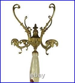 Italian Onyx Marble Brass Hall Tree Coat Hat Rack Eyecatcher Hollywood Regency