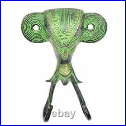 New Clothes Holder for Door Green Antique Coat Rack Tribal Face Brass Wall Hooks
