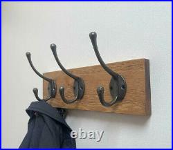Pine Coat Rack Handmade Wall Mounted Hanger Clothes Hat with IRON Hooks