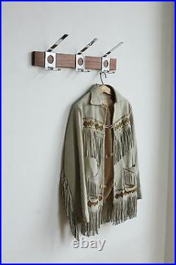 True Vintage Wardrobe Hook 60er Wall Coat Rack Wood Chrome Teak Hook Rail