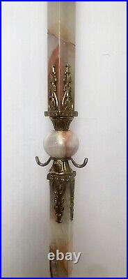 Vintage French Onyx/Marble & Brass Standing Coat Rack Hall Tree C. 1950