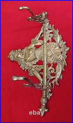 Vintage Maiden Lady 20th Century FrenchStyle Solid Brass Wall Hook Coat Hat Rack