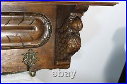 Vintage oak wood carved EAgle parrot bird wall coat rack