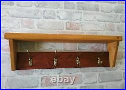 Wooden Coat Rack with Shelf Handmade Antique Pine Mahogany Wood Coat Rack Hanger