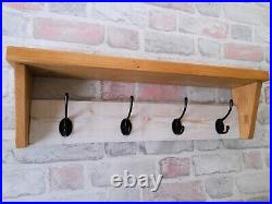 Wooden Coat Rack with Shelf Handmade Antique Style Oak White Wood Coat Rack
