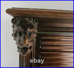 XL Hand Carved Wood Coat Hat Kitchen Hallway Rack Antique Lion Heads Exquisite