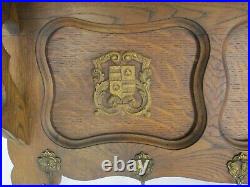 XL Hand Carved Wood French Oak Coat Hat Kitchen Hallway Rack Antique Shields