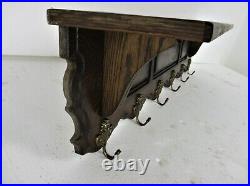 XL Hand Carved Wood Oak Coat Hat Kitchen Hallway Rack Antique Gorgeous